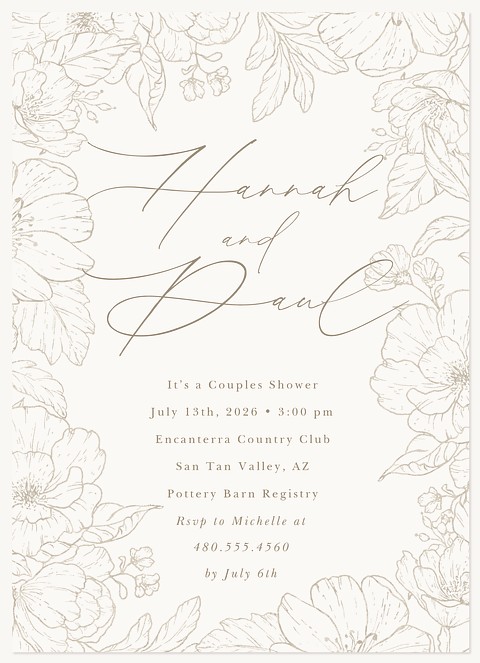 Quiet Floral Bridal Shower Invitations