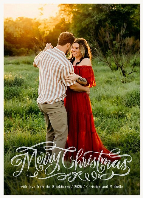 Textured Ribbon Personalized Holiday Cards