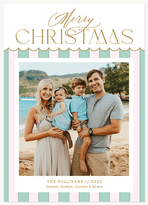 Grand Stripes Personalized Holiday Cards