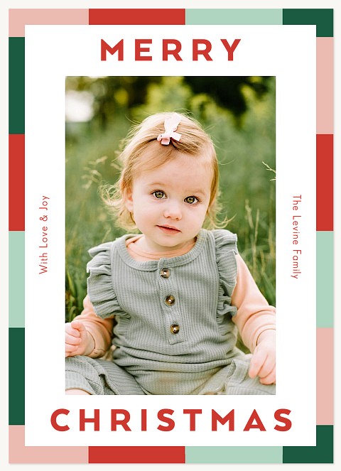 Color Block Border Personalized Holiday Cards