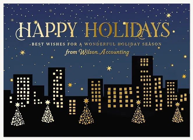 City Skyline Business Holiday Cards