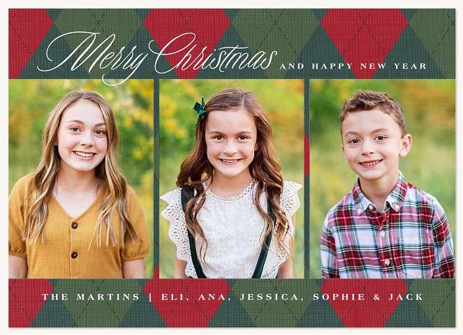 Warm Argyle Personalized Holiday Cards