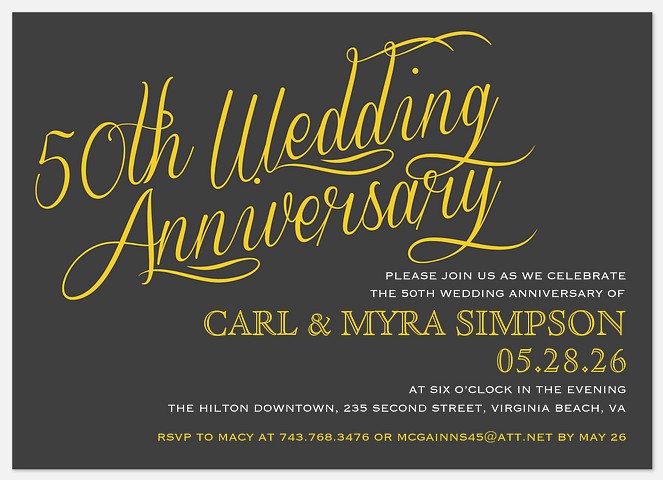24 Carat Anniversary Invitations