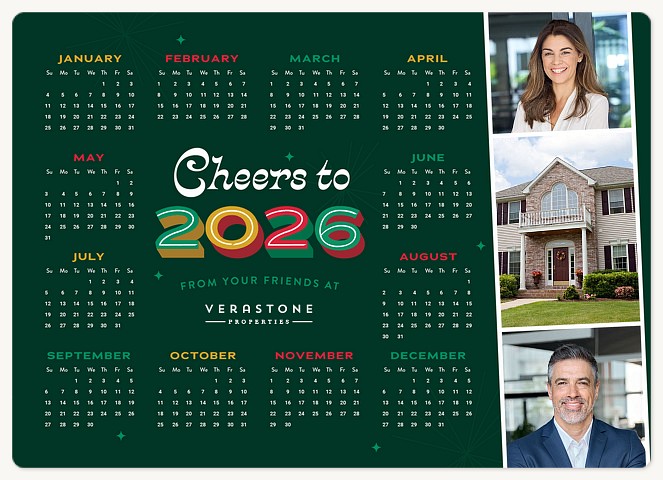 Retro Calendar Holiday & Christmas Magnet Cards