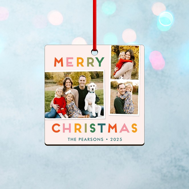Rainbow Photo Strips Personalized Ornaments