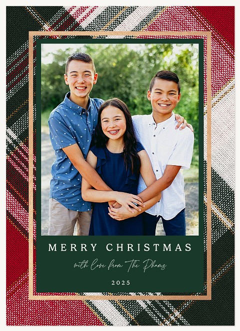 Layered Plaid Personalized Holiday Cards