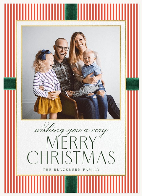 Preppy Pinstripe Personalized Holiday Cards