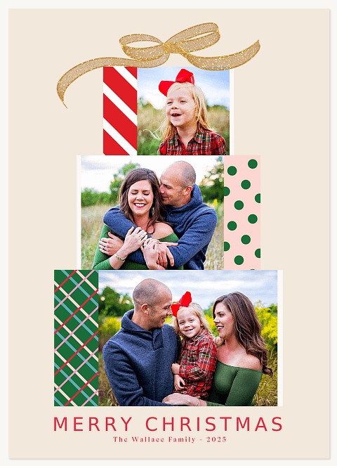 Stacked Gifts Personalized Holiday Cards