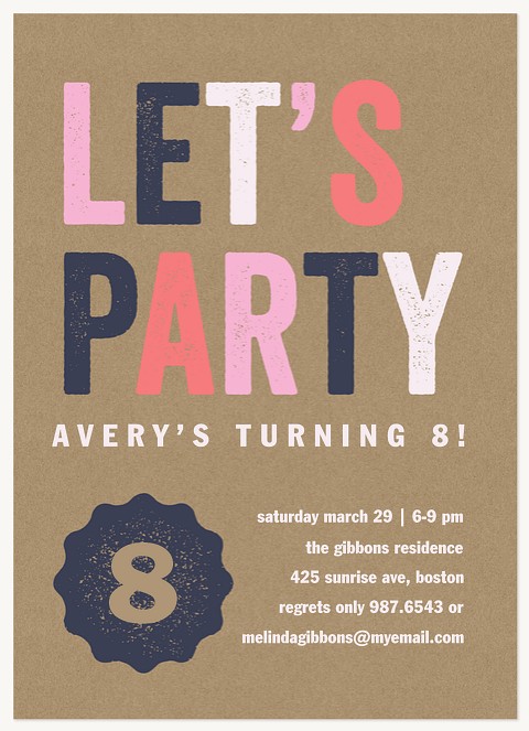 Party On Kids Birthday Invitations