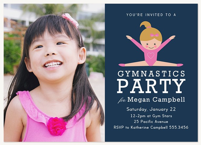 Gym Star Girl Birthday Party Invitations