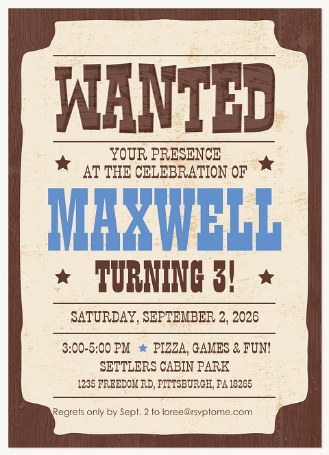 Old West Boy Birthday Party Invitations