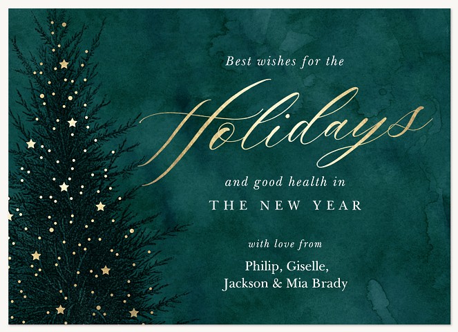 Pine Tree Luster Personalized Holiday Cards