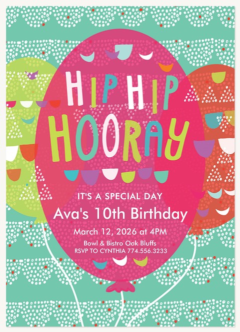 Up, Up & Away Kids Birthday Invitations