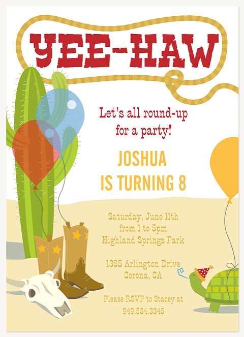 Yee-Haw Kids Birthday Invitations