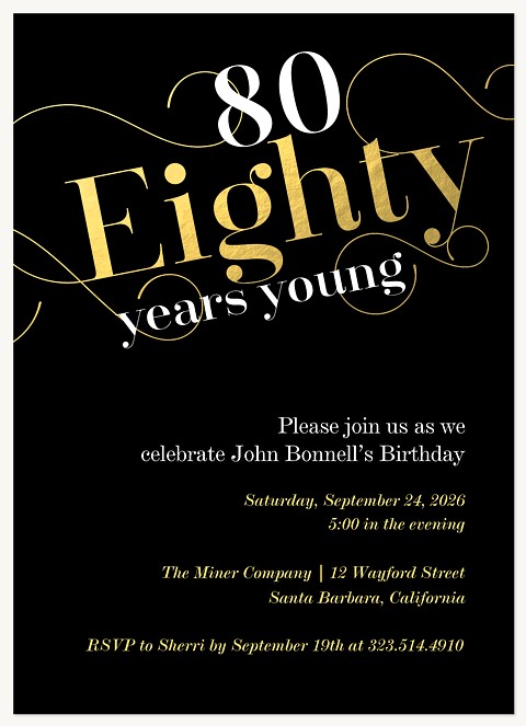 Elegant Curls Adult Birthday Party Invitations