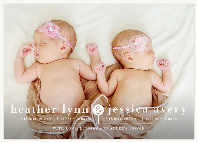 Stylish Pair Twin Birth Announcements
