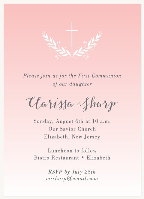 Blessed Laurels First Communion Invitations