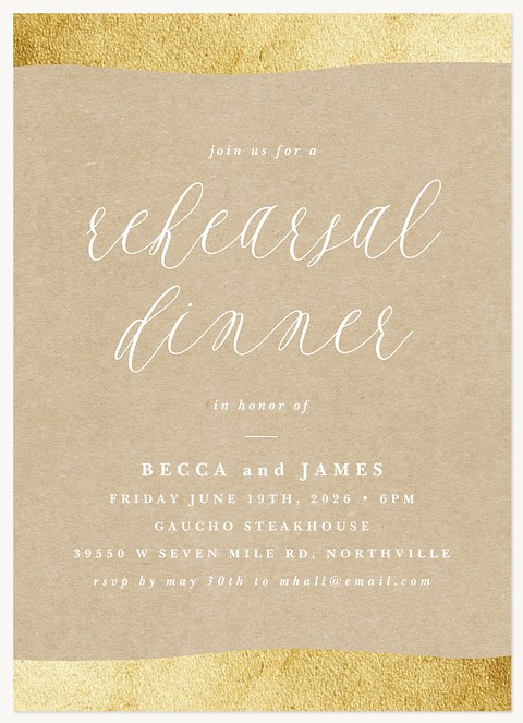 Golden Banquet Rehearsal Dinner Invitations