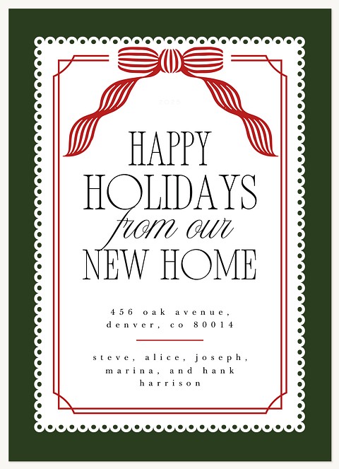 Striped Bow Personalized Holiday Cards