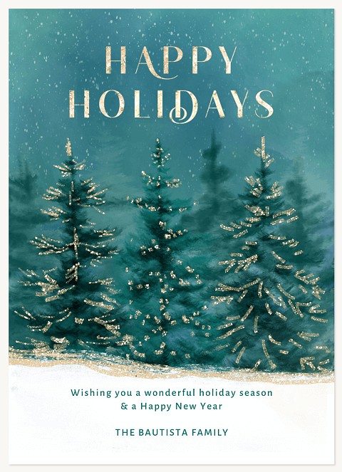 Glistening Evergreens Personalized Holiday Cards