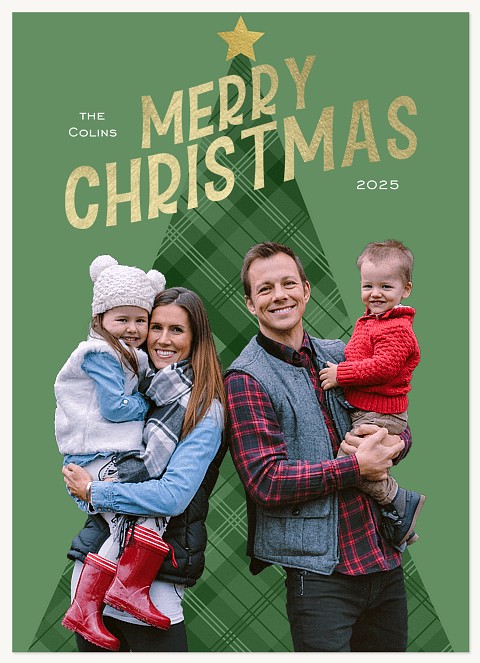 Plaid Tree Personalized Holiday Cards