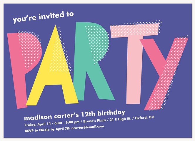 Pop Party Teen Birthday Invitations