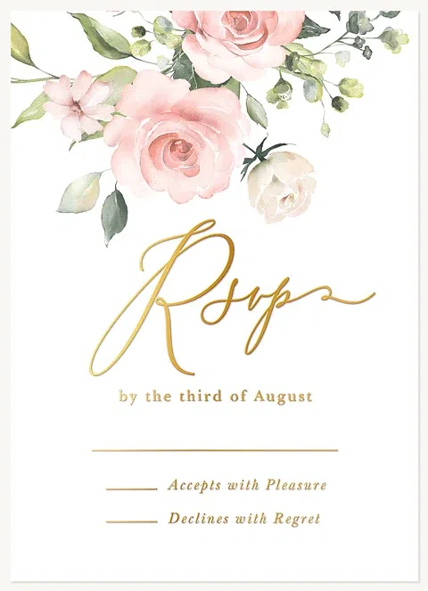 Watercolor Roses Bat Mitzvah RSVP Cards
