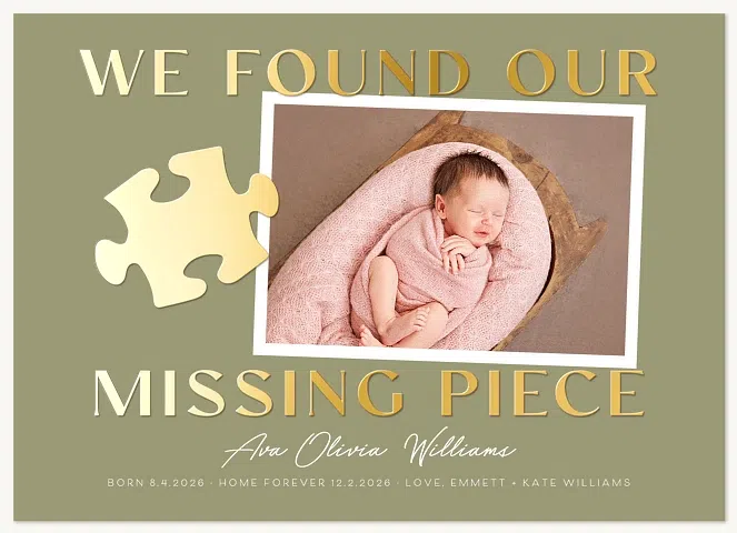 Missing Piece Baby Announcements