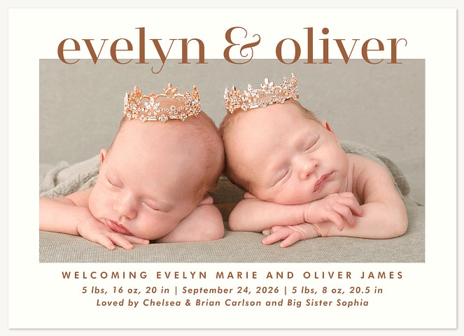 Simply Sweet Twin Birth Announcements