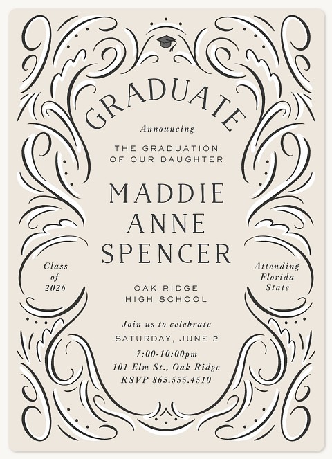 Flourished Frame Graduation Cards
