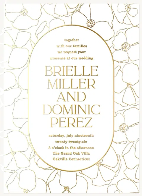 Lined Floral Wedding Invitations