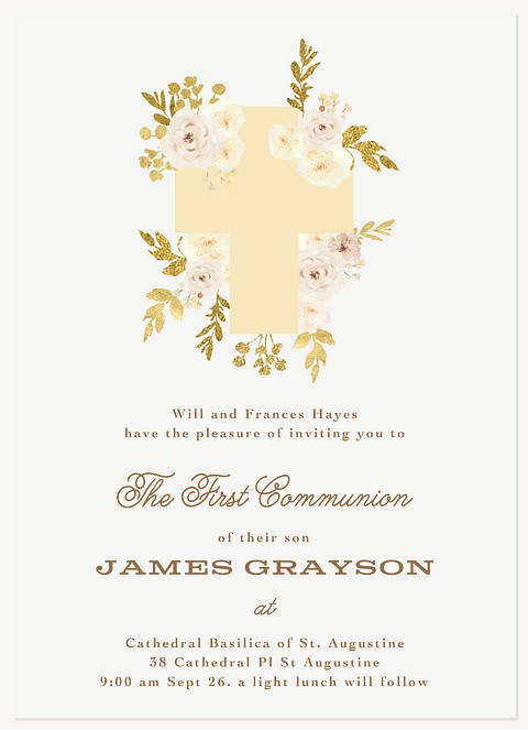 Beautiful Cross First Communion Invitations