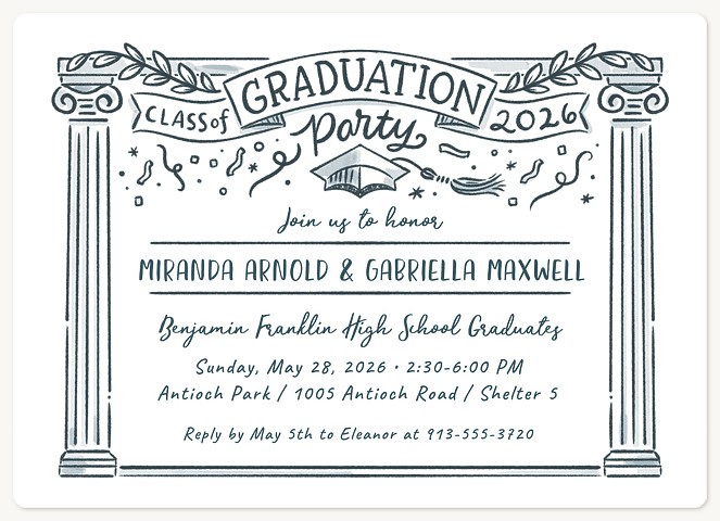 Academic Pillars Graduation Cards