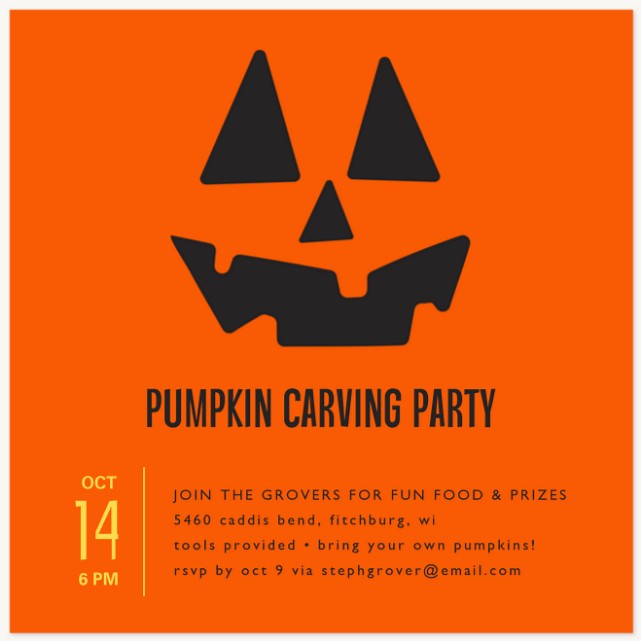 Jack O' Lantern  Halloween Party Invitations