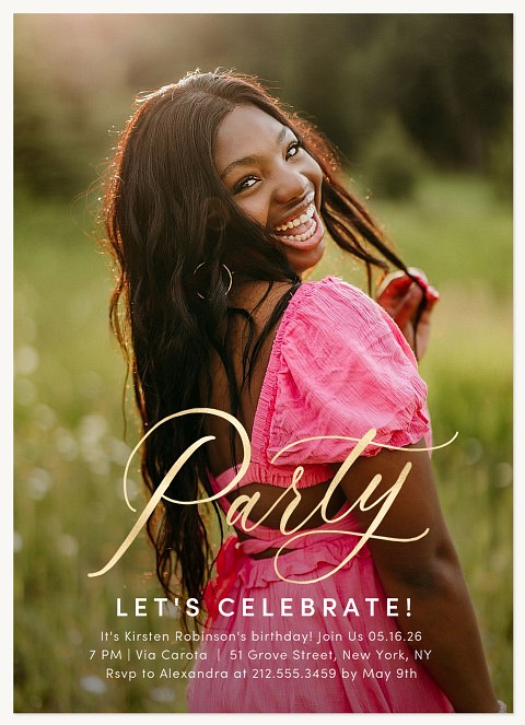 Script Party Teen Birthday Invitations