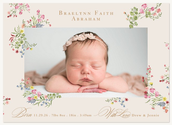 Lovely Florals Baby Announcements