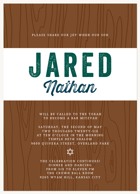 Dapper Panel Bar Mitzvah Invitations