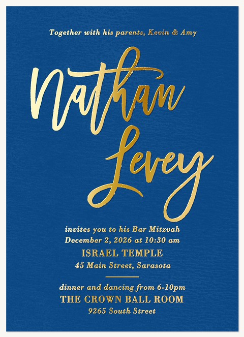 Handwritten Fete Bar Mitzvah Invitations