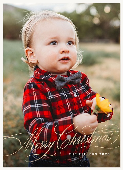 Glitter Script Personalized Holiday Cards