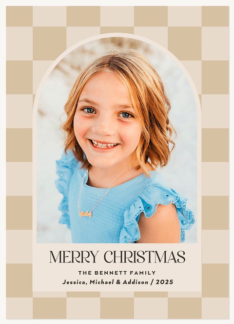 Checkered Frame Personalized Holiday Cards