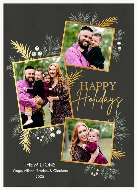 Gilded Branches Personalized Holiday Cards