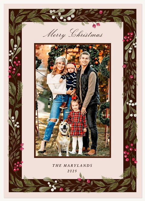 Cranberry & Pine Personalized Holiday Cards