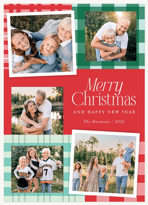Patchwork Plaid Personalized Holiday Cards