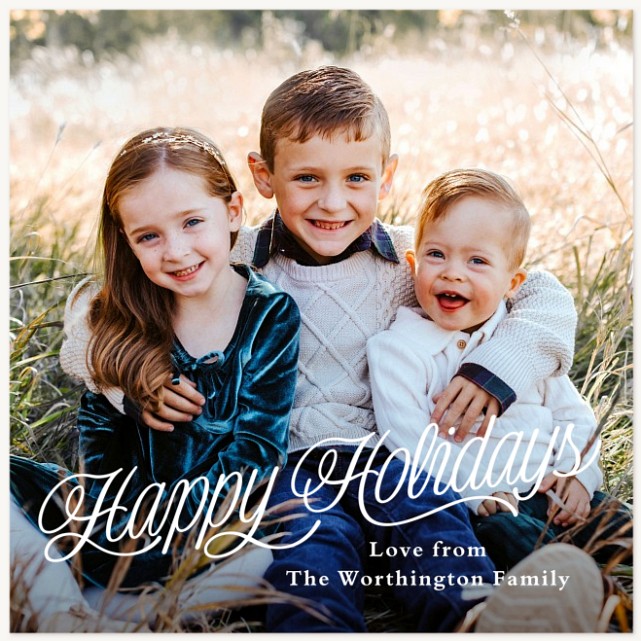 Flourishing Script Personalized Holiday Cards