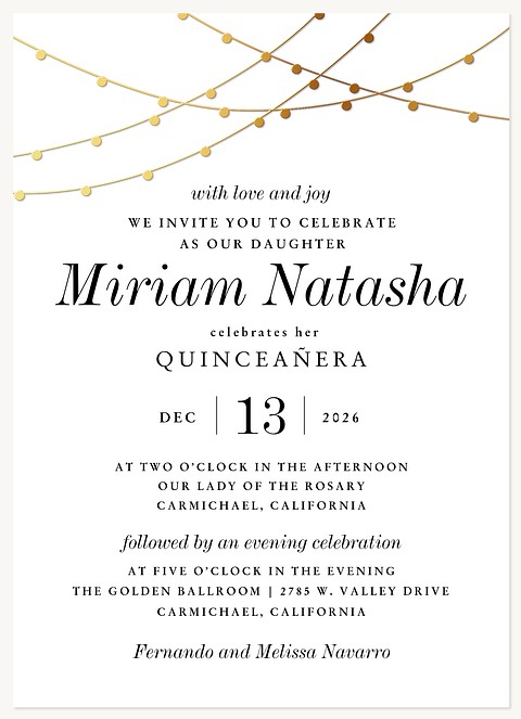 Classy Elegance Quinceañera Invitations