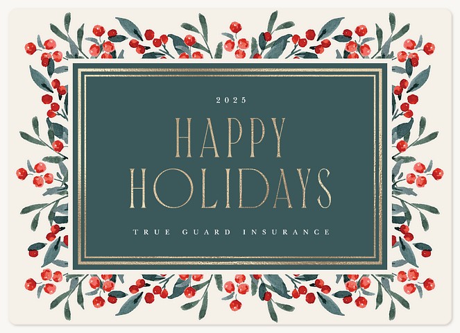 Winter Berry Wreath Holiday & Christmas Magnet Cards