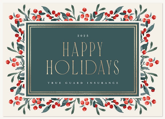 Winter Berry Wreath Business Holiday Cards