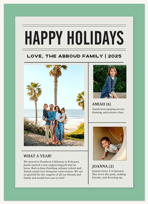 Family Newsletter Personalized Holiday Cards