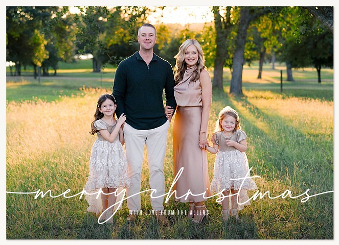 Flourished Script Personalized Holiday Cards