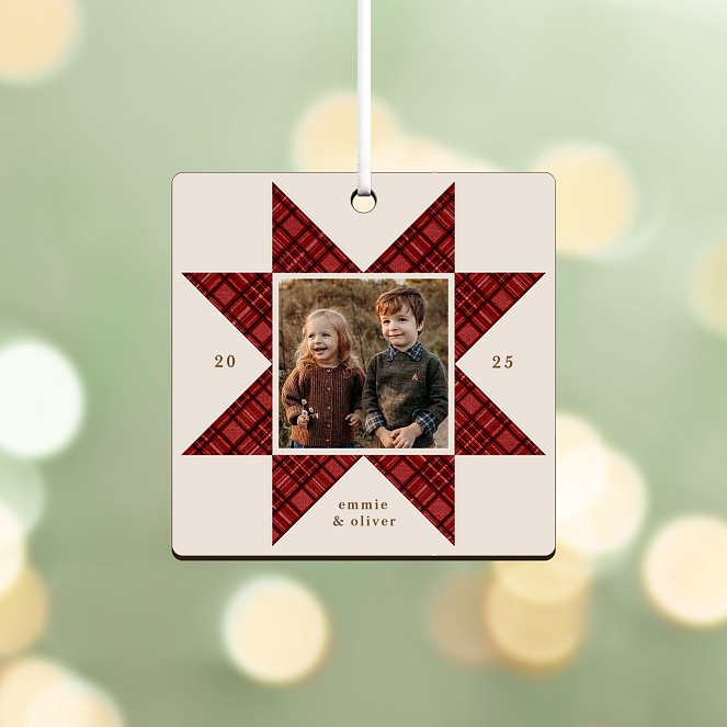Quilted Star Personalized Ornaments